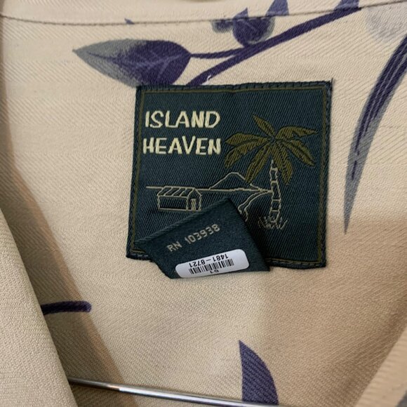 Island Heaven Floral Hawaiian Tropical Shirt 100% Silk Mens XL Button-Up S/S - Picture 3 of 5